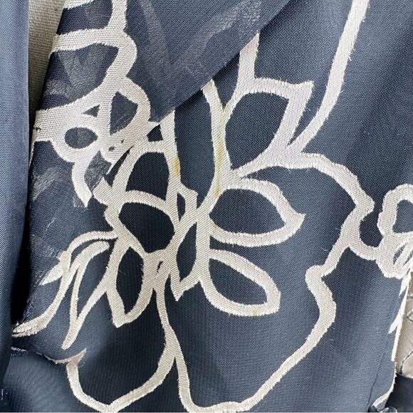 Alex Evenings Lined Blouse/Blazer 3/4 Sheer Sleeve Black/Taupe Floral Y2K Vibe M - Picture 12 of 12